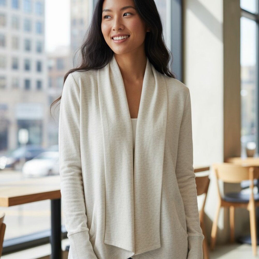 Athleta Cardigan Sweater Light‎ Grey M/P